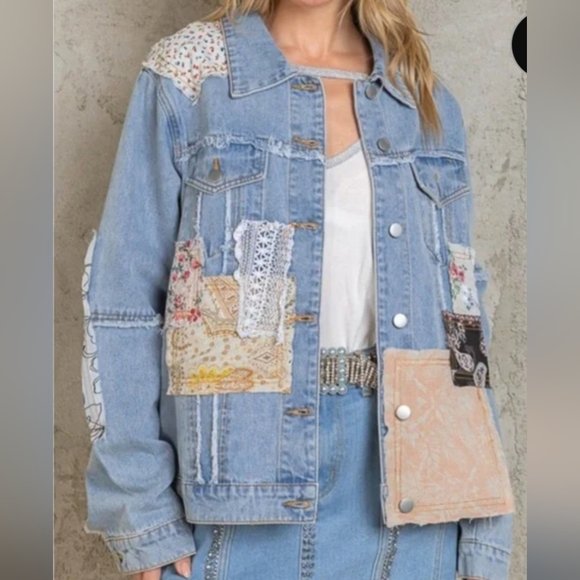 POL Jackets & Blazers - POL Patchwork Denim Jacket, VGUC, Size M